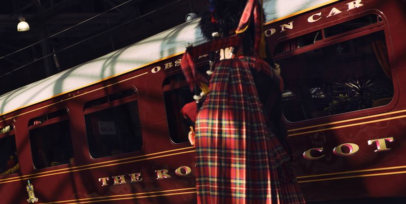 The Royal Scotsman Observation Car with tartan armchairs
